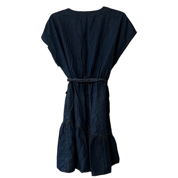 XIRENA DANI DRESS IN BLUE V NECK RUFFLED DENIM SIDE POCKETS M - Picture 7 of 15